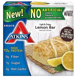Atkins Snack Light Crispy Lemon Bar, 5 Little Bars (Pack of 2)