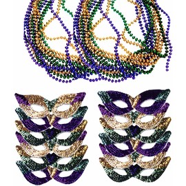 Mardi Gras Face Mask & Bead Necklaces