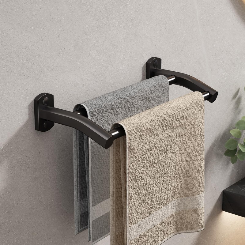 Dancrul Black Double Towel Bar, Hand Towel Racks for Bathroom