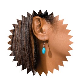 Inilbran Boho Turquoise Earrings Blue Turquoise Dangle Hook Earrings Vintage Turquoise Pearl Dangle Earrings Minimalist Oval Turquoise Earrings Jewellery for Women and Girls Gifts, Zinc