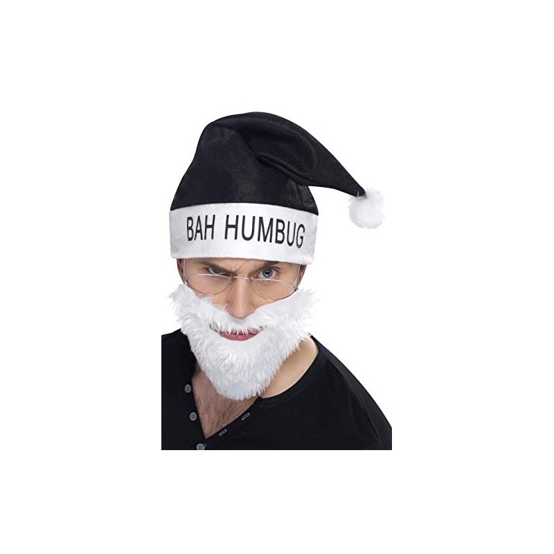 Smiffys Bah Humbug Kit, Black, with Hat, Beard & Glasses