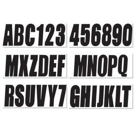 SeaSierra 4 Sets of 3" Black Marine Boat Sticker Decals A-Z Letters & 0-9 Numbers for Yachts & Personal Watercraft Waterproof Anti-Scratch
