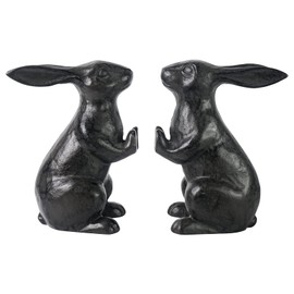 DreamsEden Heavy Duty Metal Bookends, Large Cast Iron Decorative Rabbit Book Ends for Heavy Books, Vintage Black Unique Book Holders Stopper for Shelves Home Office Decoration