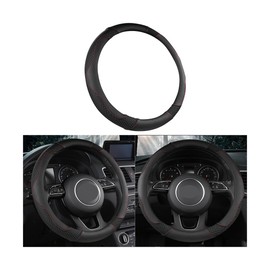 Bittwee Car Steering Wheel Cover, Breathable Soft Leather Vehicle Steer Wheel Protector for 14.5-15 Inch, Non-Slip Auto Interior Accessories for Men Women, Universal for SUV, Truck, RV（Black）
