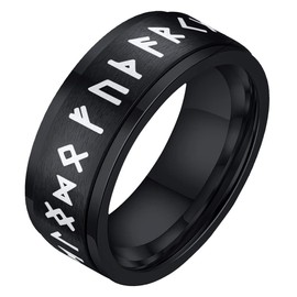 nylry Viking Fidget Rings for Men Runes Anxiety Ring Stainless Steel Cool Rings Viking Norse Jewelry Viking Gifts for Men Women, Metal, No Gemstone
