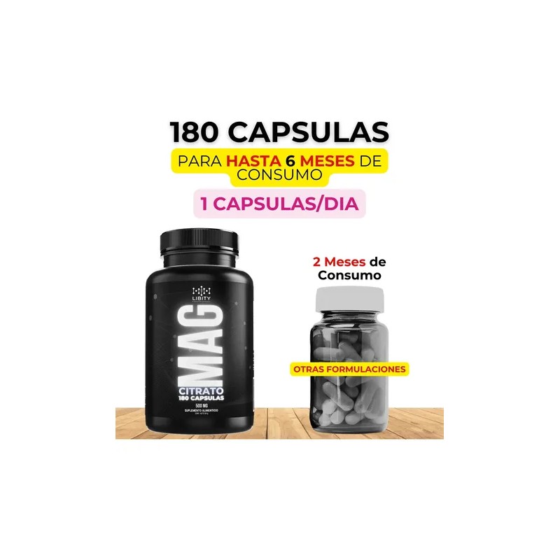 Citrato De Magnesio 100% Puro - 180 Capsulas
