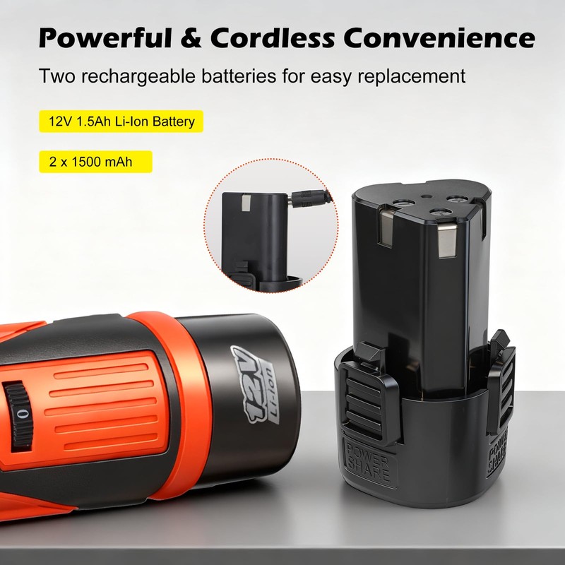 WIOR Cordless Chainsaw Sharpener Kit with Titanium-Coated Diamond Bits -