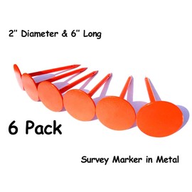 NSY 6 Pack Survey Marker/Survey Stakes/Property Marker Permanent/Ground Marker/Lot Linemarker/Boundary Marker Orange