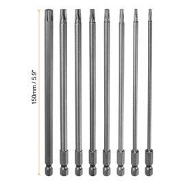 HARFINGTON 8pcs T8-T40 Torx 6 Point Screwdriver Bit Set 1/4" Hex Shank 5.9" Length Magnetic Security Torx Head Screw Driver Power Tool