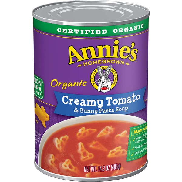 Annie's Creamy Tomato and Bunny Pasta Soup, Certified Organic, Non-GMO, 14.3 oz (Pack of 8)