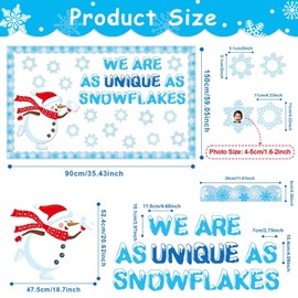 Winter Bulletin Board Decorations Snowflake Snowman Cutouts DIY Photo Craft We Are As Unique As Snowflakes Classroom Decor for Xmas Winter Season Christmas Holiday Home School Wall Door Party Supplies