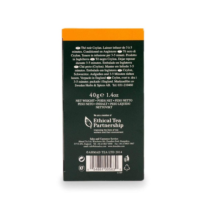 Ahmad Tea Black Tea, Ceylon Teabags, 20 ct (Pack of