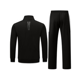 TBMPOY Men's Fleece Lined Tracksuits Sweatsuits 2 Piece Sets Winter Jogging Track Sweat Suits Thermal Casual Outfits Black/Light Grey M