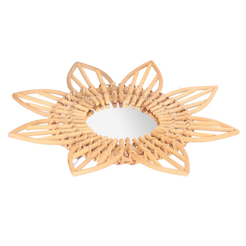 Rattan Innovative Art Decoration Makeup Mirror Retro Dressing Bathroom Wall