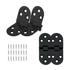 HayEastdor 4 Pcs Black Sewing Machine Flip Top Hinge Zinc Alloy Hinges with Screws for Drop Front Desk Drawer, Door Hinges Cabinet Hardware Accessory