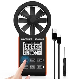 Handheld Anemometer,GR-6000GH Digital Wind Speed CFM Meter Gauge Anti interference touch button Portable Air flow meter Measuring Air Speed Air Volume Temperature for HVAC Vents,Boat Sailing,Shooting