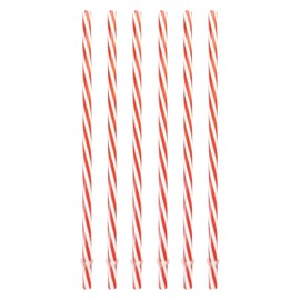 Sunshine Mason Co. Plastic Reusable Drinking Straws 6 Pieces, Red Stripe