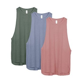 icyzone Workout Tank Tops for Women - Running Muscle Tank Sport Exercise Gym Yoga Tops Athletic Shirts(Pack of 3) (S, Dusty Pink/Country Blue/Smoke Pine)