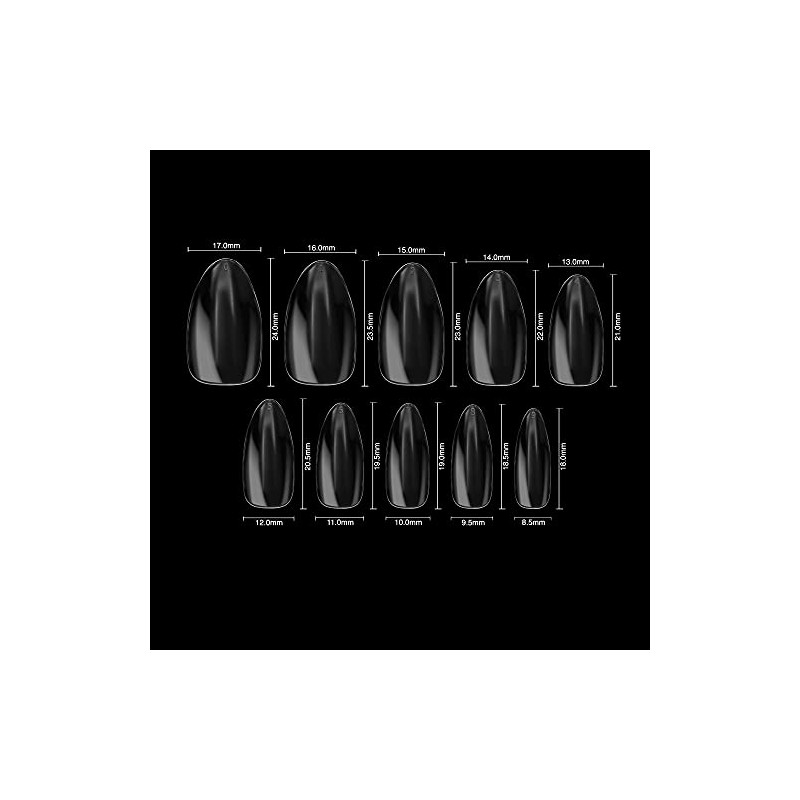 By Vixi 600 pieces MEDIUM ALMOND NAIL SET with FREE