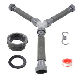 Washing Machine Drain Adapter,Two-in-One Washing Machines Dishwasher Y Connection Adapter,Washing Machine Drain Pipe Set with Belt and Joint(1 Drain Pipe + 1 Blue raw Material Belt + 1 Gray Joint)