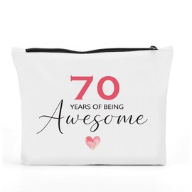 FBCCZEY Funny 70th Birthday Gifts for Women Makeup Bag, Happy Anniversary 70th Birthday Party Supplies Decorations for Women Makeup Pouch, Birthday Gifts for 70 Year Old Woman Cosmetic Bag