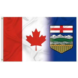 Canada Alberta Flag 3x5 Ft, Made of Glossy Fabric -Silk - Vivid Color and Fade Proof,Double Stitched Printed Canadian Province Flags Decoration Gift Yard House Banner