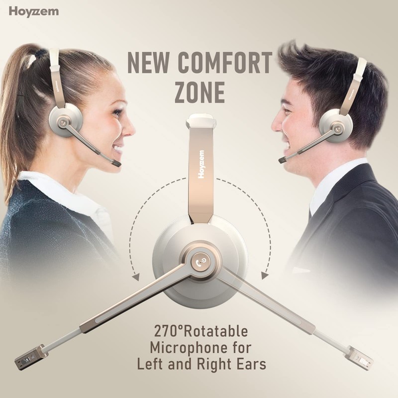 Bluetooth Headset, Wireless Headphones with Microphone Noise Canceling & USB