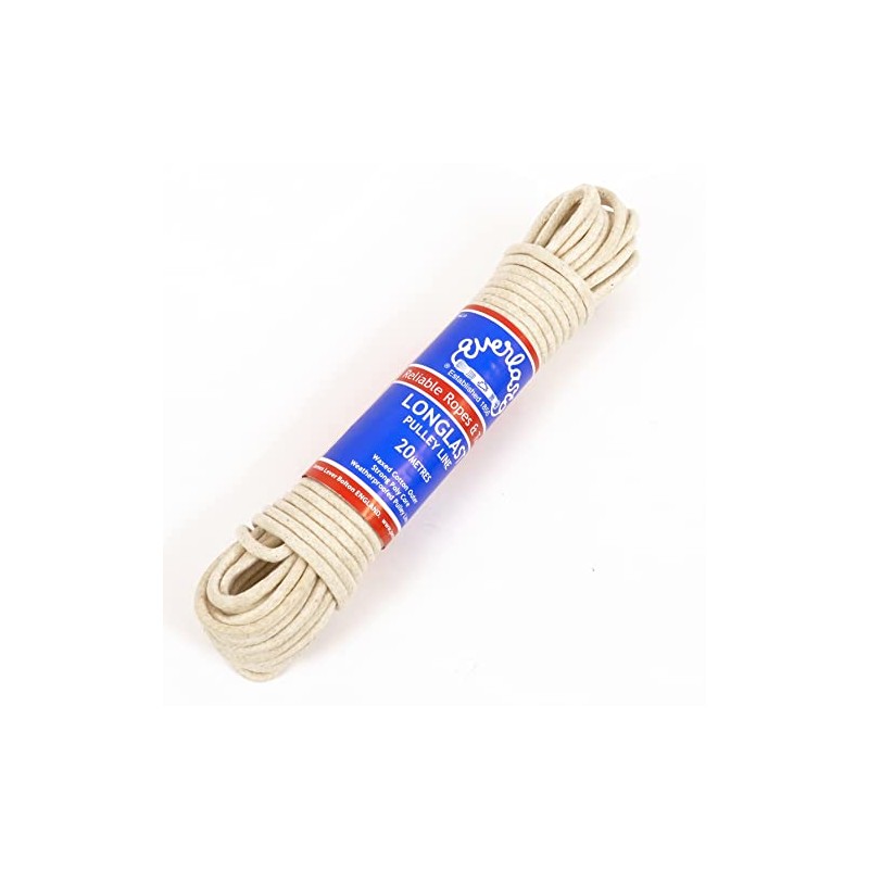 EVERLASTO 'Longlast' Waxed Weatherproof Cotton Clothesline Pulley Line 6mm x