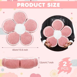 Menkxi 2 Pack Flower Pillows Cute Flower Throw Pillows Aesthetic Chair Cushions Soft Plush Daisy Flower Floor Cushion for Living Room Bedroom Sofa Couch Decoration, 15.75'' x 15.75'' x 4.72''(Pink)