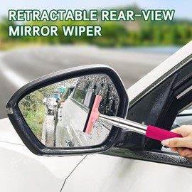 Car Rearview Mirror Wiper Telescopic Auto Mirror Squeegee Cleaner, Retractable Rear-View Mirror Wiper, Telescopic 98cm Long Handle Car Cleaning Tool Mirror Glass Mist Cleaner