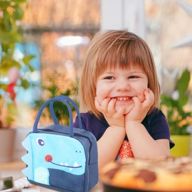 Viiotu Kids Lunch Bag for Girls Boys, Reusable Insulated Cooler Lunch Bag, Small Cute Lunch Bag for Picnic Travel School (Navy)