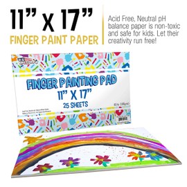 U.S. Art Supply Large 11" x 17" Finger Painting Paper Pad, Pack of 2, 25 Sheets Each, 60lb (100gsm) - Acid-Free Coated Sheets - Kids Learn To Paint, Draw, Craft, Create Artwork, Fun Classroom Activity