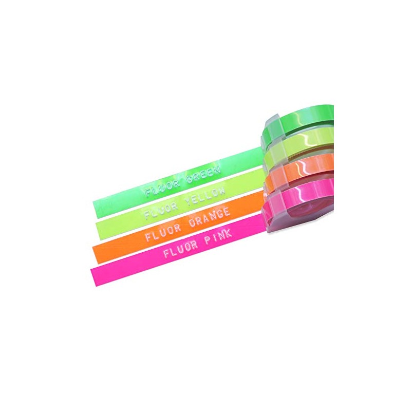 Motex Refill Tape for Embossing Label Maker, Fluorescent Color Tapes