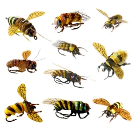 Fly Fishing Flies kit with Fly Box/Nymphs/Dry Fly,Wet Fly/Streamers/Realistic Flies (a Dozen Varieties bee) 10pcs