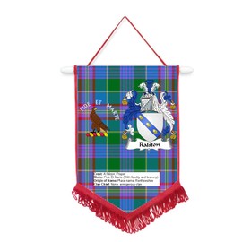 Ralston Scottish Clan Scotland Car/Wall Pennant With Red Border Great Souvenir