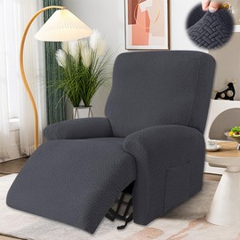 4-Piece All-Inclusive Armchair Cover, Stretch Cover for Relaxing Chair, Complete Armchair Protector, Recliner Sofa Cover with Pockets, Stretch Recliner Chair Cover, Stretchy Split All-Inclusive Sofa