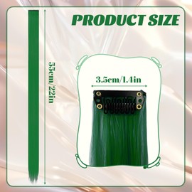 10 Pcs Clip In Hair Extension, 22 In Hair Extensions Human Hair Extensions Long Straight Hair Extensions clip in Hair Accessories for Girls(Dark green)