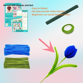 200pcs Pipe Cleaners Craft Supplies, DIY Tulip Bouquet Making Kit, Chenille Stems Flower Craft Kit Fuzzy Sticks Crafting Materials Bendable Wire Bulk for Art Classroom Mother’s Day Gift (Light Purple)