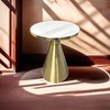 21″X17.5″ Gold Minimalist Round Living Room Table Rock Panel Surface,