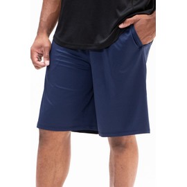 DEVOPS Paquete de 2 Shorts Deportivos de Gimnasio de Ajuste Holgado de 10 Pulgadas con Bolsillos para Hombre, 1# Basic (Azul Marino/Acero), X-Large