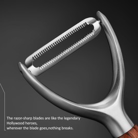 KULUNER Premium high-end rosewood handle and 304 stainless steel serrated blade - ultra-sharp Y-shaped rotary peeler for potatoes, fruits and vegetables, ergonomically designed for easy peeling