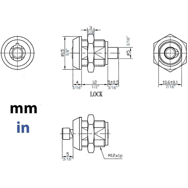 Miniature Tubular Push Lock, Chrome Finished, for TABcare Metal Enclosures