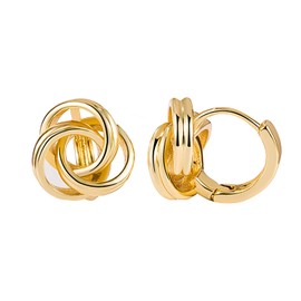 QINGANRAN Gold Knot Hoop Earrings for Women 14K Gold Plated Triple Hoop Gold Earrings Jewelry
