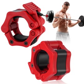 flintronic Dumbbell Clasps, 2 Pieces Quick Release Barbell for 50 mm Olympic Bar, Barbell Clips, Dumbbell Bar Clamp, Dumbbell Lock for Weight Training, Weightlifting, Fitness, Gym (Red)
