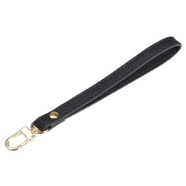 VanEnjoy Genuine Leather Keychain Wristlet Keychain Strap for Wallet Purse Clutch Cellphone Wristlet Key(Square Lock,Black)
