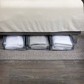Household Essentials Under Bed Zippered Sweater Storage Bags with Clear Vision Panel, Set of 3, Graphite Gray