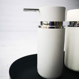 Zeller Soap Dispenser Rubber of Ceramic in Grey, 6.6 x 16 x 6.6 cm