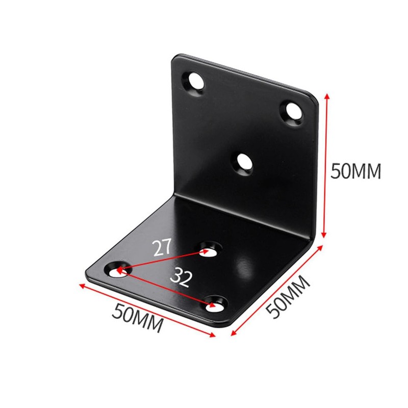 4Packs 2in Black L Corner Brackets for Wood, Heavy Duty