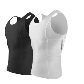 ConcealmentClothes Men’s Compression Undercover- Concealed Carry Holster Tank Top Shirt - 2 Pack- White and Black - XXX-Large