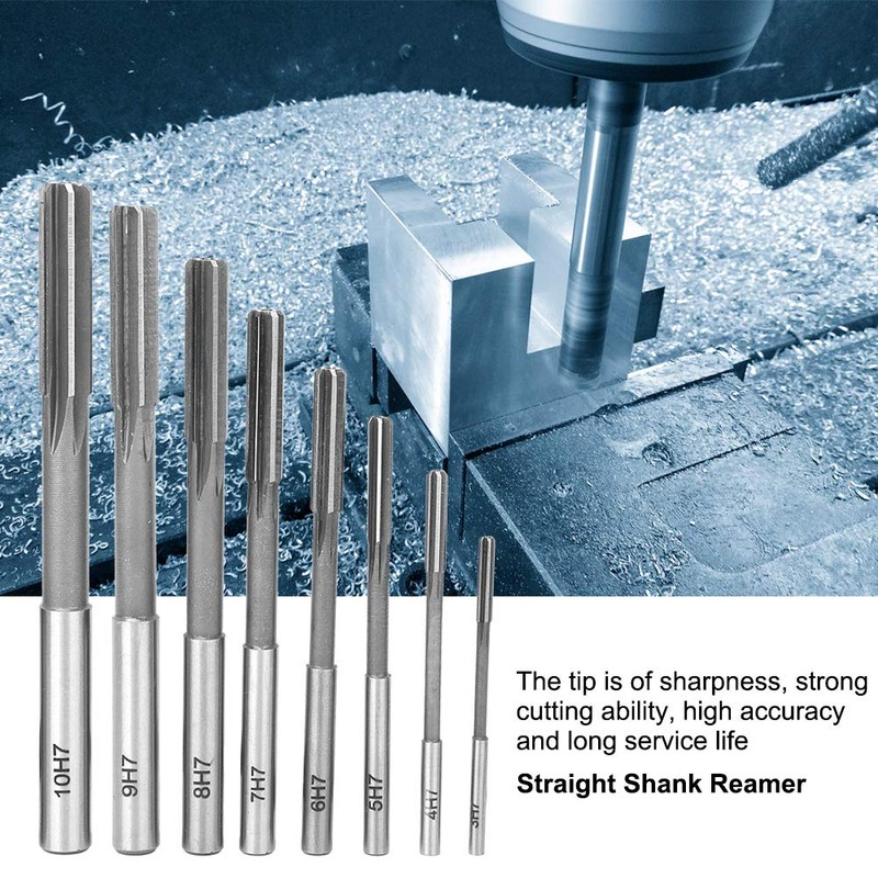 Walfront 8 Piece High Speed Steel H7 Reamer Set Straight